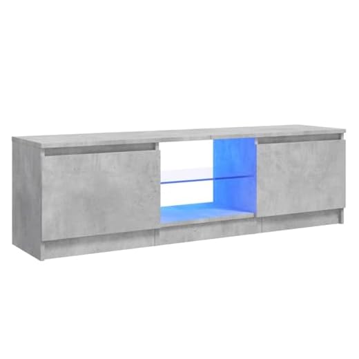 vidaXL TV Cabinet with LED Lights Indoor Furniture Bedroom TV Stand Living Room Entertainment Centre Hifi Cabinet 120x30x35.5 cm Concrete Grey