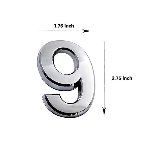 2.75 Inch Adhesive House Numbers, Mailbox Numbers, Street Door Numbers, Self-Stick Address Signs For Apartments, Double Silver Number 9 #TOP1