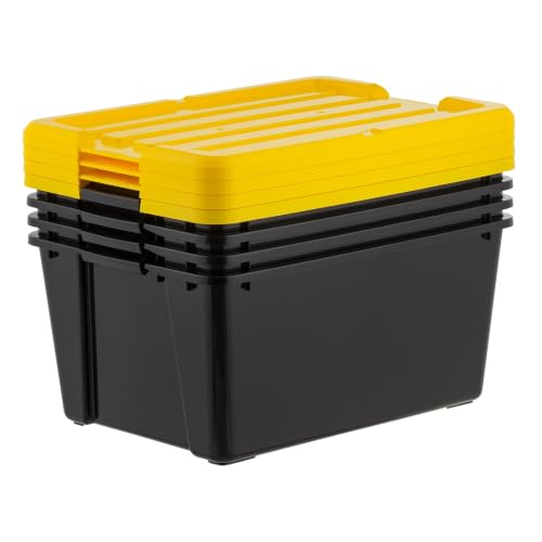 Image of Storage Bins 45 Qt Stackable with Lids 4 Pack for Garage Closet
