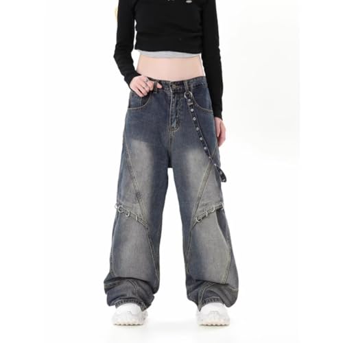 CosTribe Men's Irregular Sutures Y2k Hip Hop Baggy Jeans Wide Leg Denim Pants Patchwork Loose Fit Straight Leg Trousers