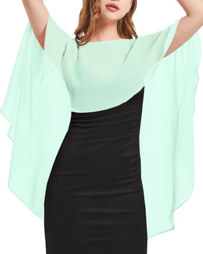 Image of Women Shawl and Wraps for Evening Dress Chiffon Cape Sheer Poncho Cover Up