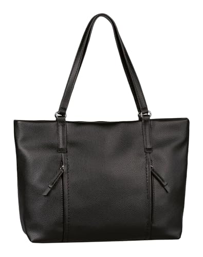 TOM TAILOR Beca Damen Shopper Umhängetasche Reißverschluss Groß Schwarz
