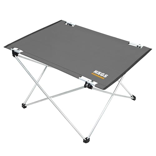 HAEGS Ultralight Katlanır Kamp Sehpası, Piknik, BBQ, Doğa Aktiviteleri, Hiking, Plaj için Taşınabilir Kompakt Roll Up Outdoor Kamp Masası Orta Boy - Gri