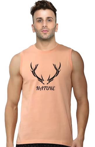 Image of Men's Sleeveless T-Shirt - 100% Pure Cotton, Nature Print - Comfortable Breathable Gym Tank Top