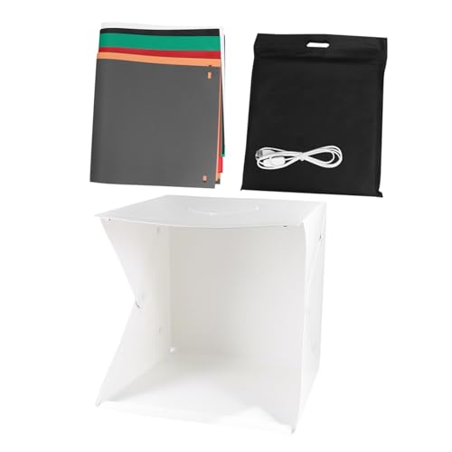 Mini studio photo pliable 40 cm avec 2 barres LED réglables et 6 fonds pour packshot