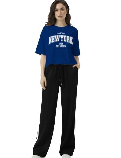 Image of EHA Women Co-ord Set for Girls | Stylish Two Piece Dress with Oversize Tshirt & High Waist Jogger|Trendy Cotton Blend Track Suit Set for Women | Casual /Travel & Lounge Wear Outfits