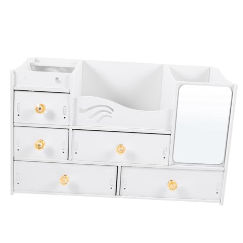 PATKAW 多機能メイクボックス メイク収納容器 化粧品ホルダー 化粧容器 化粧品収納引き出し 化粧品保存容器 化粧オーガナイザーホルダー ポリ塩化ビニールの木製のプラスチック板