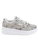 tenis fila blancos disruptor Altura: 5 cm. Importado Fila Mujer WX-100 Snake White/High Rise/White Sneaker (5CM01226-103), Snake, 37 EU