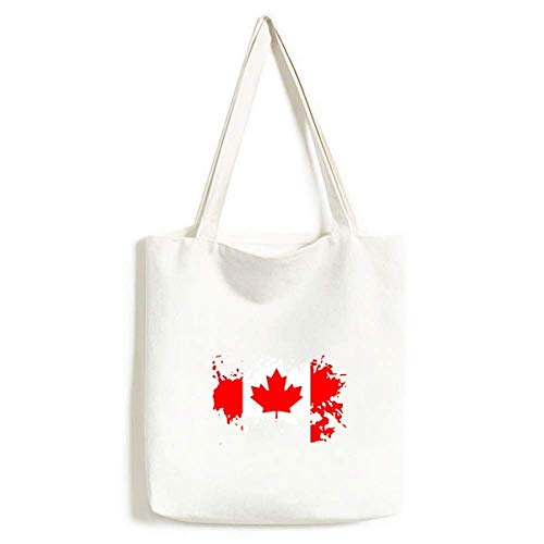 Sac robuste Canada en toile contre les sacs fragiles grand cabas blanc feuille rouge