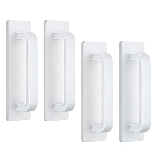 Domicubes 4 stycken självhäftande handtag vit, 10 x 2,5 cm balkongdörrhandtag lim, terrassdörrhandtag utomhus, möbelhandtag utan borrning för köksskåp garderob fönster glasdörrar lådor