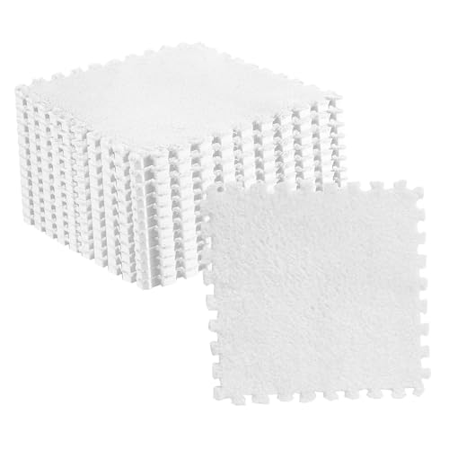 Decumeby 10 Uds. Alfombra de Espuma para Suelo de Rompecabezas de Felpa, Azulejos Gruesos y Esponjosos, Alfombra Entrelazada, Suelo Versátil y para Sala de Estar, 30x30cm (1)