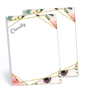 Gotcha Covered Notebooks Elegant Floral Set of 2 Personalized Memo Pads/Notepads, 2 pads - 50 sheets per pad. 5.5β x 8.5β. Made in the USA.