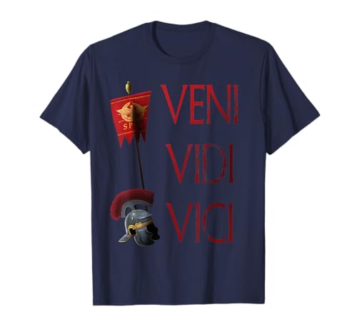 Veni Vidi Vici Roman Legion Helmet Julius Caesar Quote Rome T-Shirt