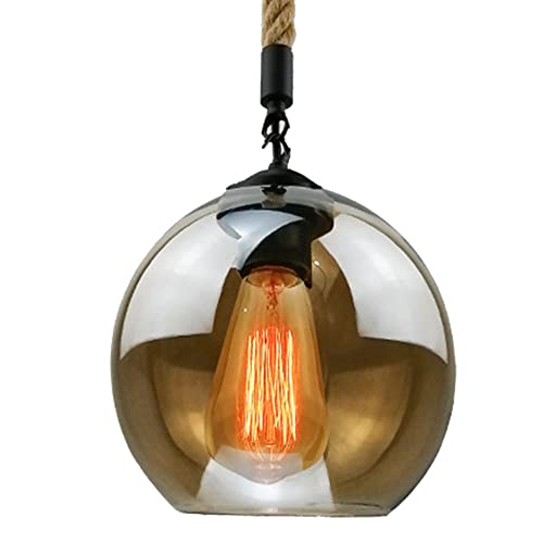 Suspension globe verre ambre ZR98US lustre vintage pour bar et salle à manger