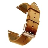 PIGLOLKINY Cinturino for orologio in vera pelle cerata, sgancio rapido 18/20/22mm/cinghie, for Samsung for Seiko, for Oris for Citizen(Brown Rose Gold,20mm)
