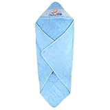Leo Lausemaus Poncho Kinder Handtuch in blau – Kapuzenhandtuch 100 x 100 cm: Flauschiges Babyhandtuch mit Kapuze aus 100% Baumwolle, Blau für Jungen & Mädchen