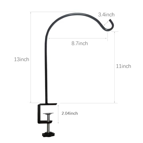 Deck Hook for Railing 4 Pack Deck Bird Feeder Pole with 2.04 Inch Strengthened Clamp for Hanging Bird Feeders, Lanterns, Wind Chimes, Flower and Plant Baskets