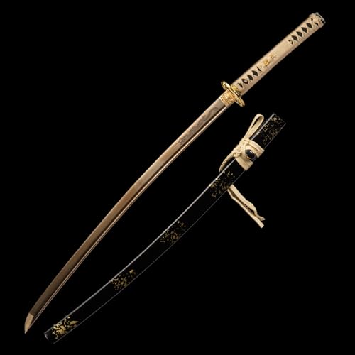Handmade Japanese Katana Sword Real - Authentic Hand Forged Full Tang 1060 High Carbon Steel Samurai Swords for Martial Arts, Collection & Display, 40.5-Inch