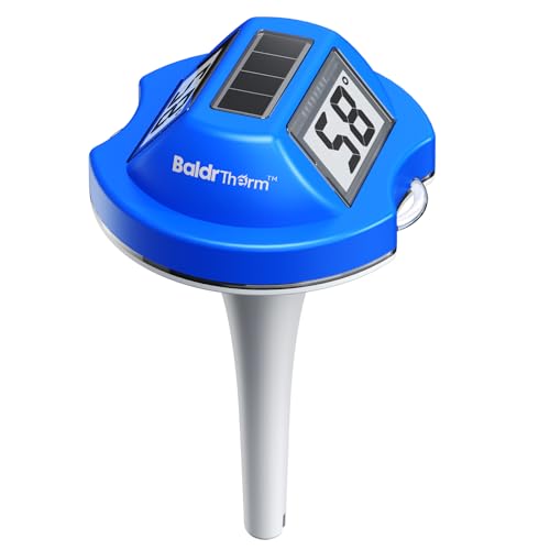 BaldrTherm Floating Pool Thermometer, Swimming Pool Thermometer Digital Solar, High Accurate, Anti-Fog Dual-Sided Display Screen for Babybath, Spas & Aquariums (Blue)