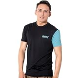 [FELLOW] フェロー ラッシュガード Tシャツ メンズ 接触冷感 半袖 バイカラー 大きいサイズ 水陸両用 UVカット UPF50+ 水着 ブラック Mサイズ