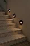 Braytron 3W LED Treppenlicht Treppenbeleuchtung Treppenleuchte Stufenlicht Stufen Leuchte Wandbeleuchtung Innen Außen IP65 Warmweiß Energieeffizient Wetterfest Modern Stufenbeleuchtung (Rund Schwarz)