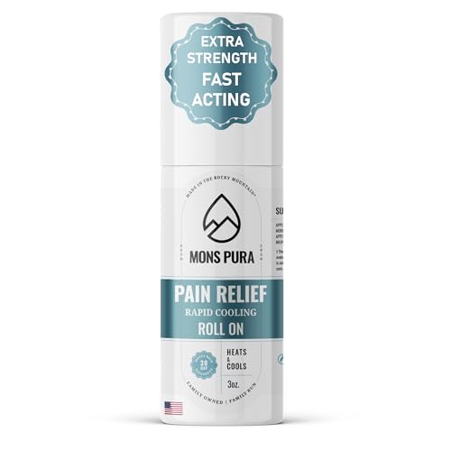 Mons Pura Roll On Pain Relief - Extra Strength Pain Relieving Gel Roll On with Menthol, Essential Oils, and Arnica - Rapid Cooling & Fast Absorbing Muscle Pain Relief (3oz)