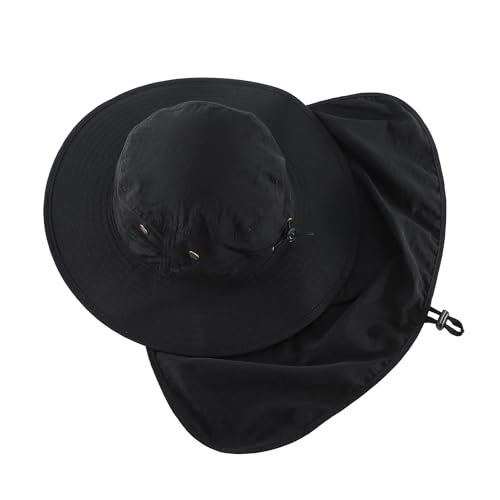 Image of Home Prefer UPF50 Mens Sun Hat with Neck Flap Quick Dry UV Protection Cap Womens Wide Brim Fishing Hat Neck Flap Beach Garden