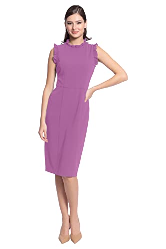 Image of Maggy London Womens Ruffle Neck and Armhole Sheath Dress