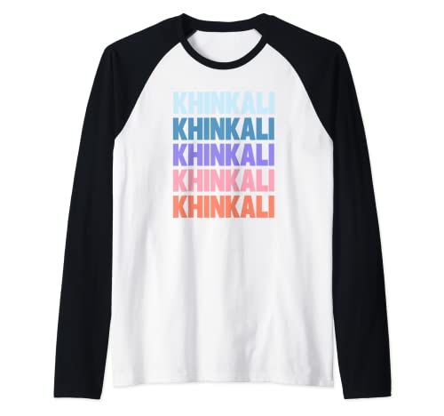 Funny Modern Repeated Text Design Khinkali Georgia Maglia con Maniche Raglan