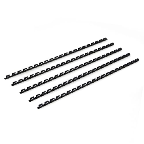 RAYSON Canutillos encuadernar de Plástico, 21 Anillas, Capacidad de Encuadernación de 20 Hojas, 6 mm, Negra, A4, Paquete de 100 ⭐