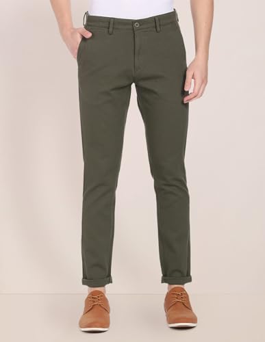 Image of Denver Slim Fit Self Design Casual Trousers