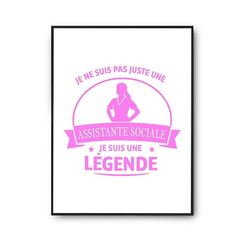 Affiche Assistante sociale Une Légende déco bureau poster citation anniversaire humour