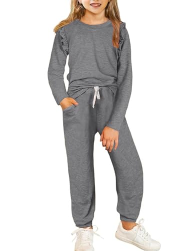 Yekaty Kids Girls Clothes Stylish Ruffled Tops and Pants with Pockets Clothing Sets 2 Piece Outfits