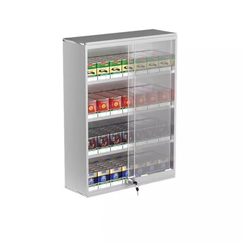 Genérico Expositor Mural de Aluminio para Cigarrillos con Cerradura, Caja de cerillas y pitillera, estantería para supermercados y Tiendas minoristas (44,5 x 17,3 x 60 cm)