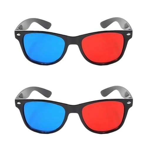 2Pcs Red and Blue 3D Glasses Universal TV Movie Dimensional Video Frame 3D Glasses DVD Game Glass 3D Style Glasses for 3D Movies Games, 3D Viewing Glasses,Light Simple Design 3D Glasses Accessories