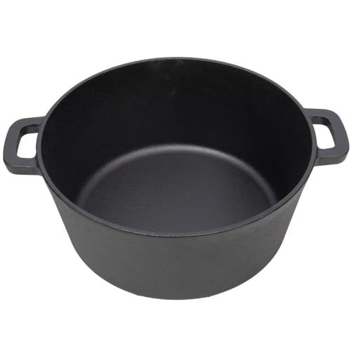 Pre-seasoned cast iron Dutch oven, double handles, outdoor camping deep pot, for camping fireplace cooking, grilling, BBQ, campfire, 5 quart capacity (Black + Iron 2 in 1+1pc Iron Pot Rack) - Image 6
