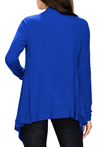 Image of Lock and Love Women's Draped Front Open Asymmetrical Cardigan - Casual Long Sleeve Lightweight Duster