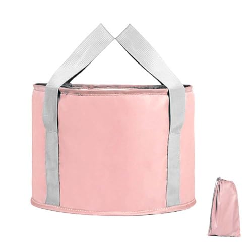 Kamuavni 14L Collapsible Foot Soaking Bath Basin for Large Feet, Portable Foot Spa Soak Tub Foldable Water Bucket for Travel Camping, Car Wash Bucket With Handles (Pink)