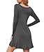 DEARCASE Women's Long Sleeve Casual Sweater Tunic Dress Grey Small V-Neck Spring Loose Fall Winter Stretch Solid A-Line Wedding Guest Knee Length Jersey Flowy Swing Tshirt Dresses