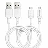 New&Teck 2 cavi USB-A a Micro-USB da 1 m, ricarica e sincronizzazione, cavo in plastica morbida compatibile con Samsung Galaxy S7/S6/S5, J3/J5/J7, Huawei, Sony Xperia, Motorola, Wiko - Bianco