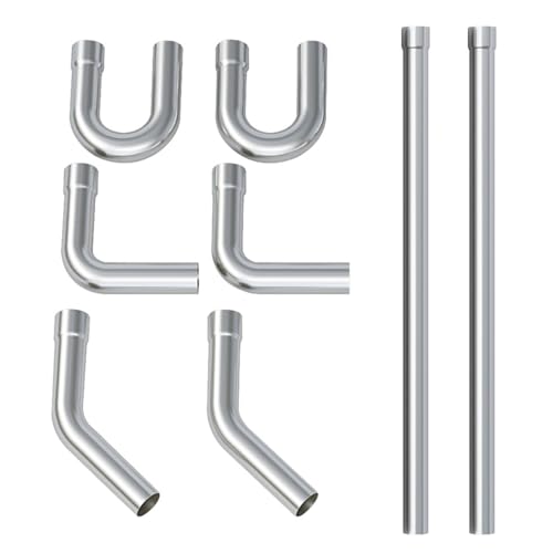 A-KARCK Stainless Steel Mandrel Bends 8 Pcs, 2 Inches 304 Stainless Steel Exhaust Pipe DIY Custom Exhaust Tubing Pipe Straight & U-Bend Kit, Universal Fit