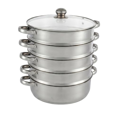 Cuiseur vapeur 5 étages 30cm inox compatible induction verre gaz familial