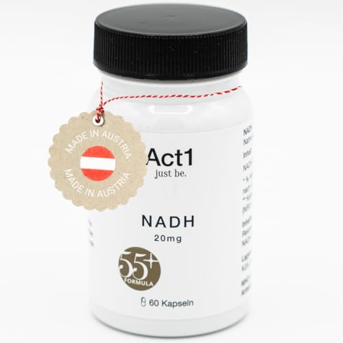 NADH - Act1 - Energie & Konzentration - Unterstützt die Zellregeneration. Verbessert die Aufmerksamkeit, Konzentration & das Gedächtnis. Stärkt das Immunsystem. Longevity. 55+ Formel