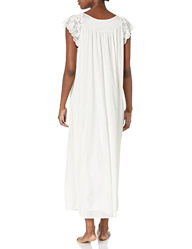 Shadowline Women's Plus-Size Silhouette 53 Inch Short Cap Sleeve Long Gown, Ivory, 3X #TOP1