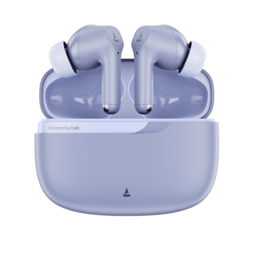 Image of boAt 2026 Launch Airdopes Prime 300 with Spatial Audio, 60 Hrs Battery, Quad Mics AI-ENx Technology, Multi Connectivity, 11mm Drivers, ASAPTM Charge, in-Ear Detection, Bluetooth v6.1 (Sonic Lavender)