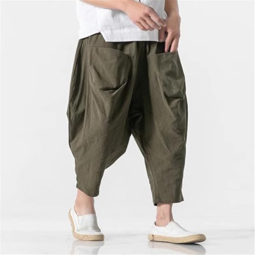 Men Harem Pants Men Chinese Style Ankle-Length Pants Male Wide-Legged Bloomers Trousers2