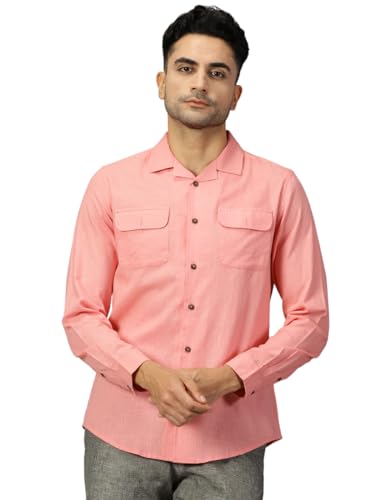 Image of Thomas Scott Men's | Solid | Full Sleeve | Regular Fit | 100% Cotton | Double Flap Pocket | Spread Collar | Casual Shirt
