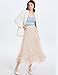 Flygo Women's Maxi Tulle Skirt Long Tiered A Line Mesh Tutu Fairy High Elastic Waist Pleated Layered Skirts(Apricot-M)