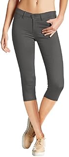 Hybrid & Company Women's Hyper Stretch Denim Capri Jeans Q44876 Charcoal Medium