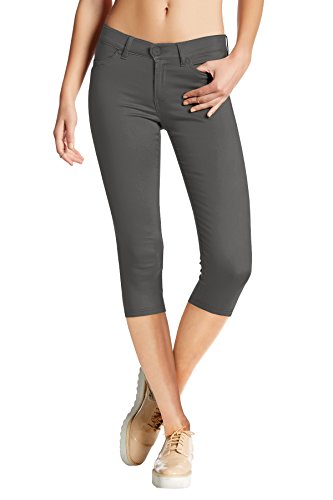 Hybrid & Company Women's Hyper Stretch Denim Capri Jeans Q44876 Charcoal Medium